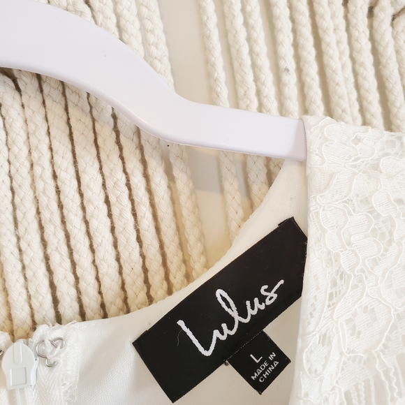 LULUS White Lace Shift Mini Dress sz L - Picture 8 of 10